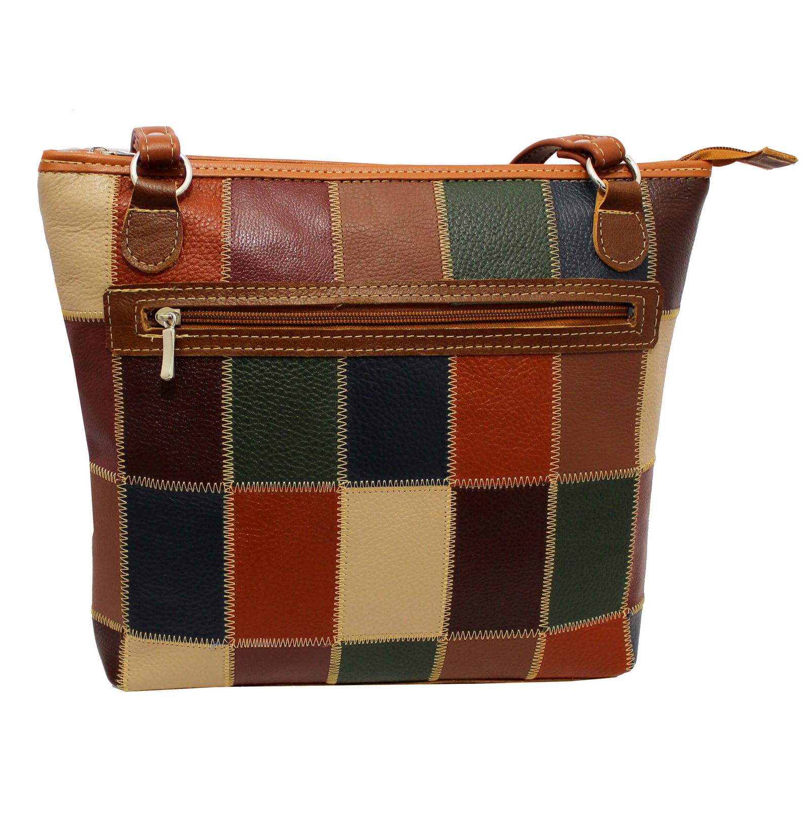 Bolsa Retalhos Couro Legitimo Feminina Ombro - Imagem 9