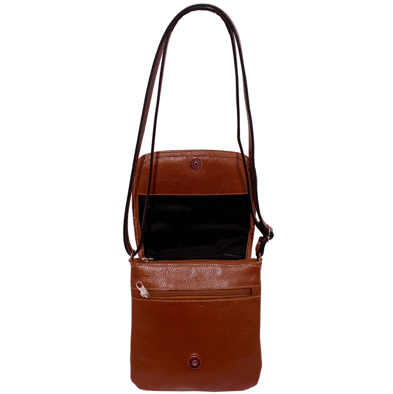 Bolsa Em Couro Legitimo Feminina Transversal Tampa - Imagem 11