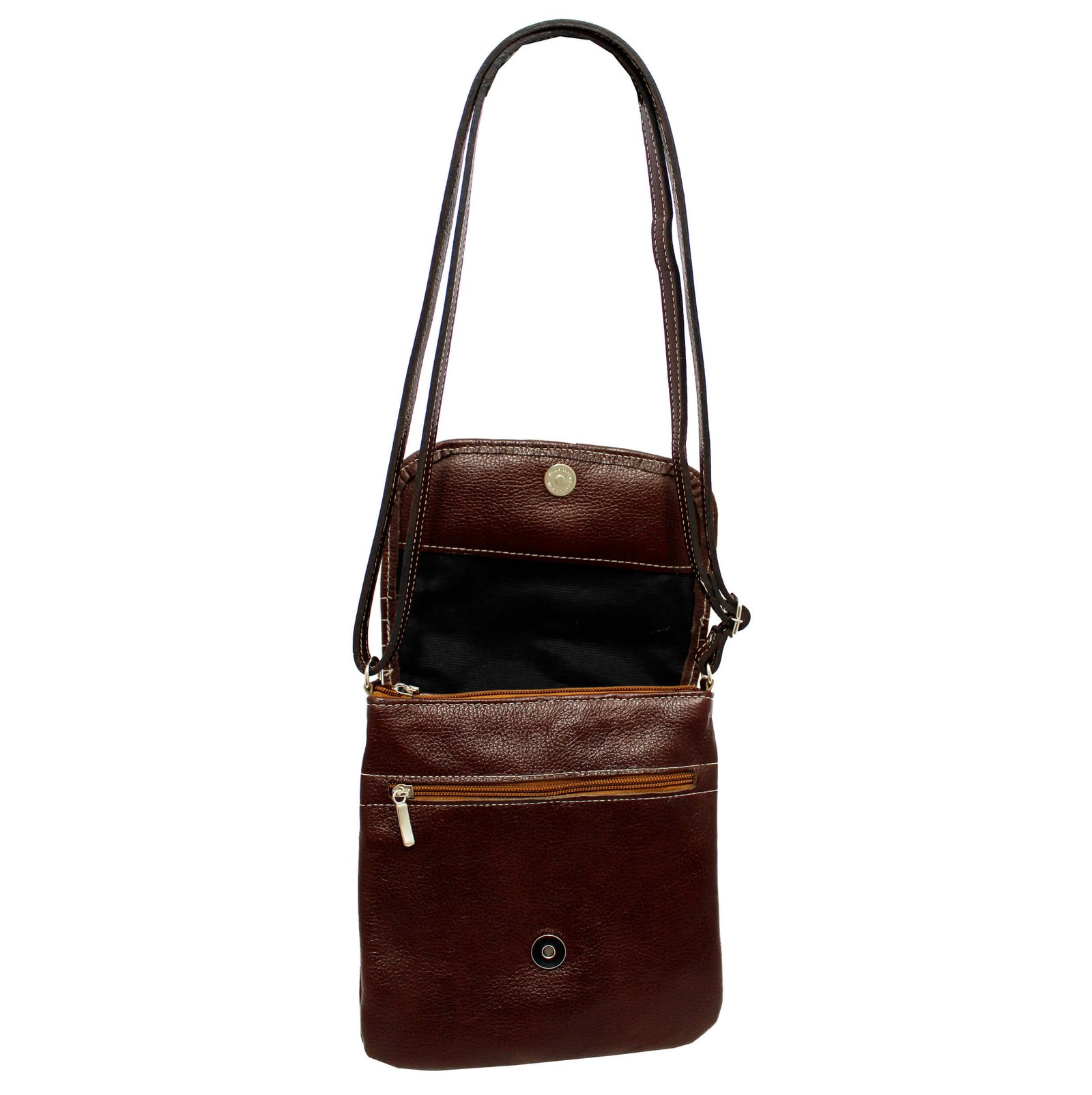 Bolsa Em Couro Legitimo Feminina Transversal Tampa - Imagem 19