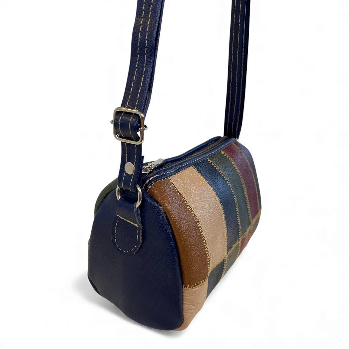 Bolsa Retalhos De Couro Legitimo Bau Feminina Transversal - Imagem 14