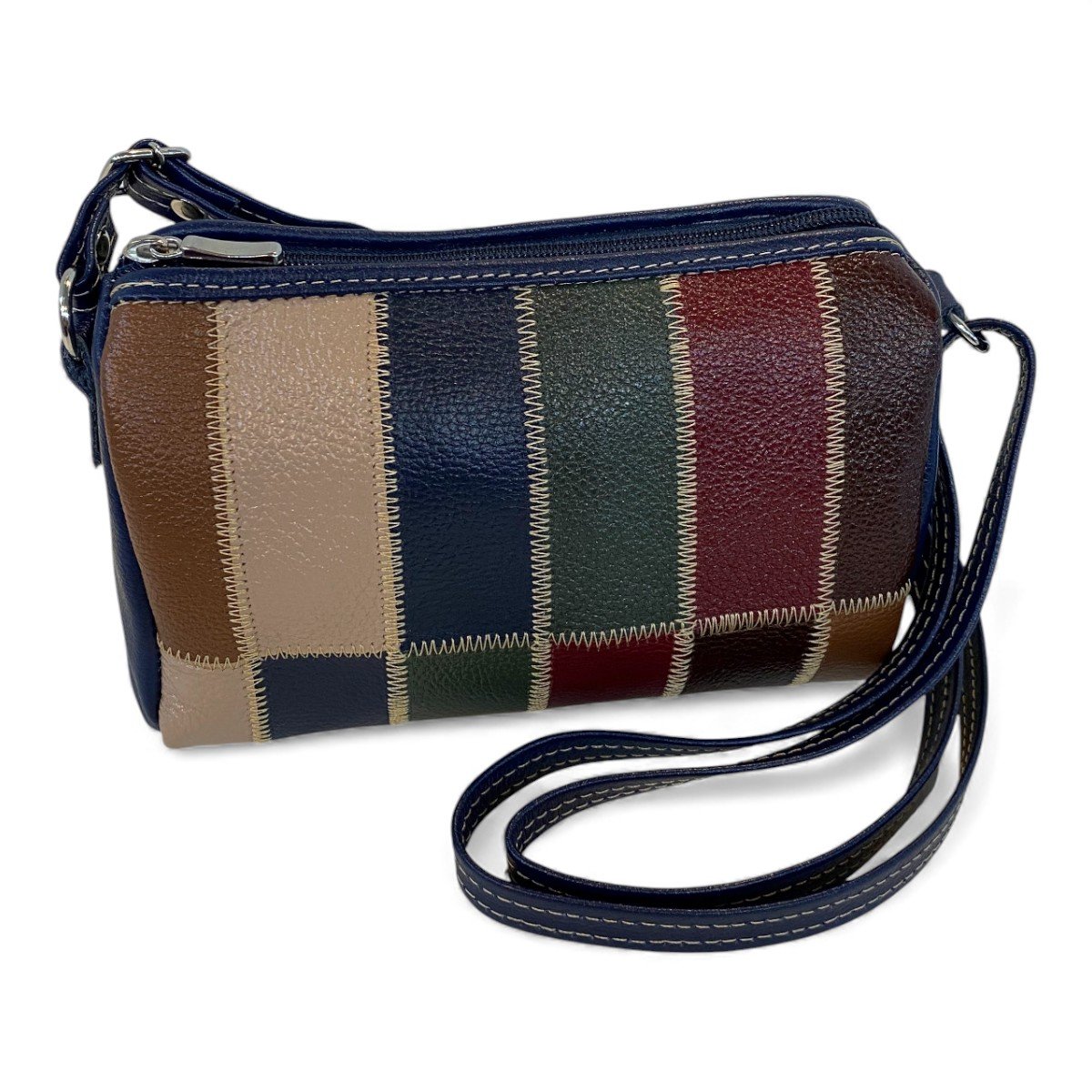 Bolsa Retalhos De Couro Legitimo Bau Feminina Transversal - Imagem 15