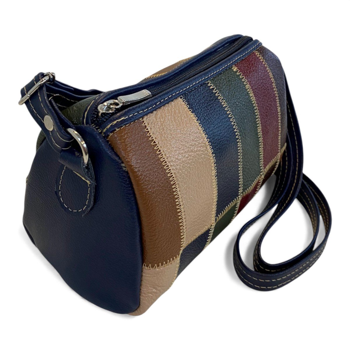 Bolsa Retalhos De Couro Legitimo Bau Feminina Transversal - Imagem 16