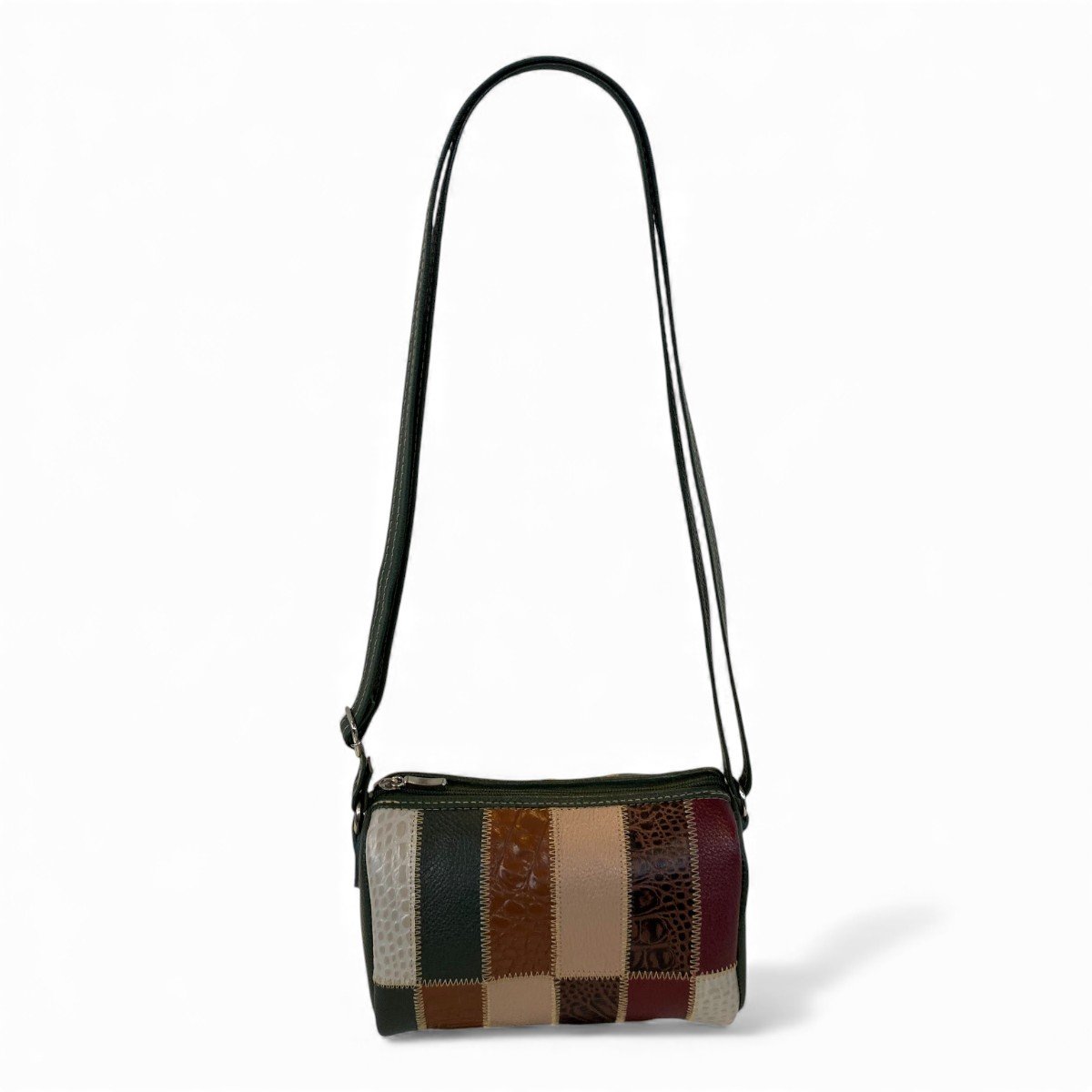 Bolsa Retalhos De Couro Legitimo Bau Feminina Transversal - Imagem 17