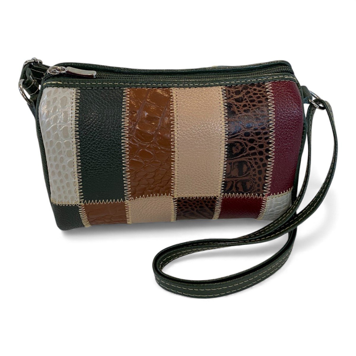 Bolsa Retalhos De Couro Legitimo Bau Feminina Transversal - Imagem 20