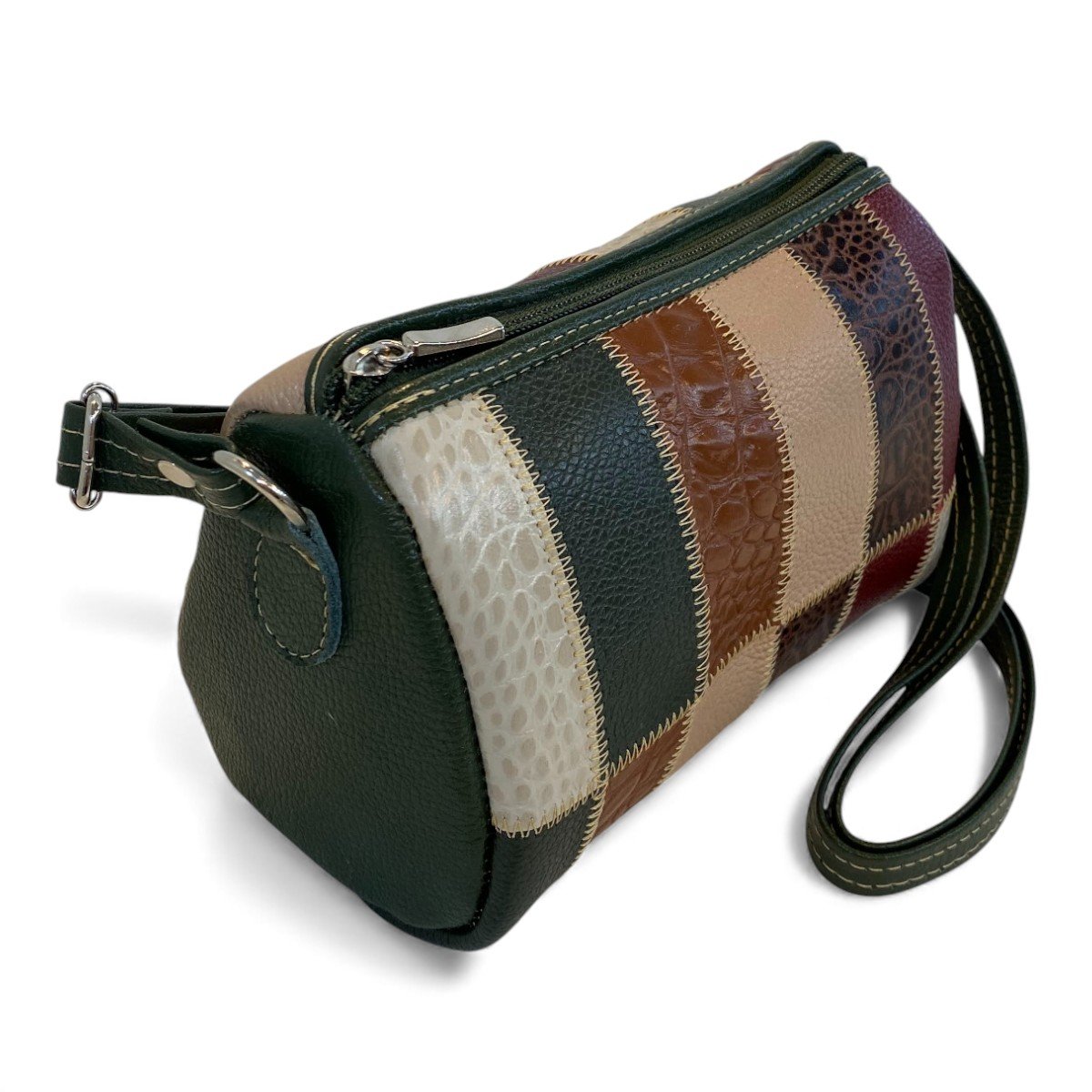 Bolsa Retalhos De Couro Legitimo Bau Feminina Transversal - Imagem 21