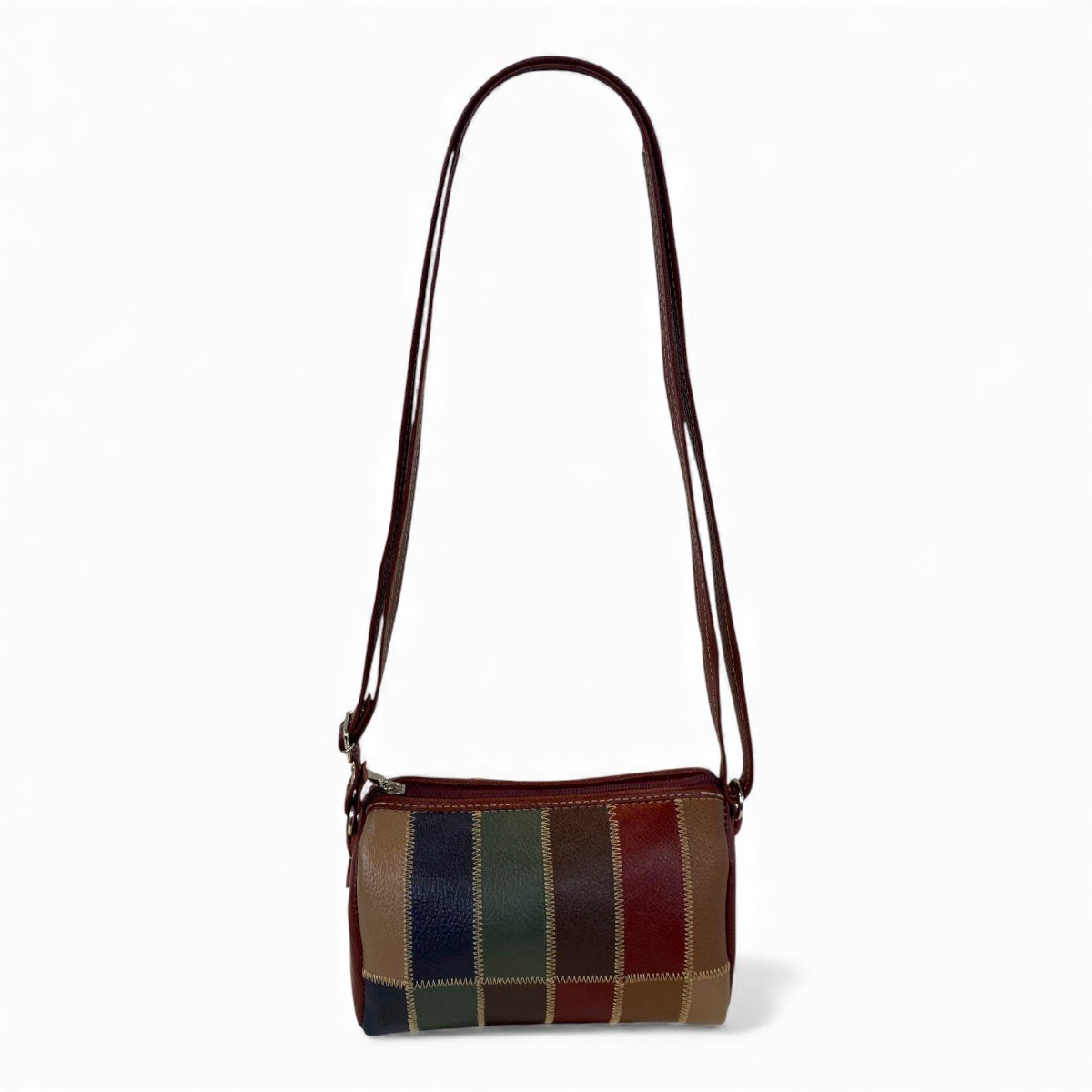 Bolsa Retalhos De Couro Legitimo Bau Feminina Transversal - Imagem 22