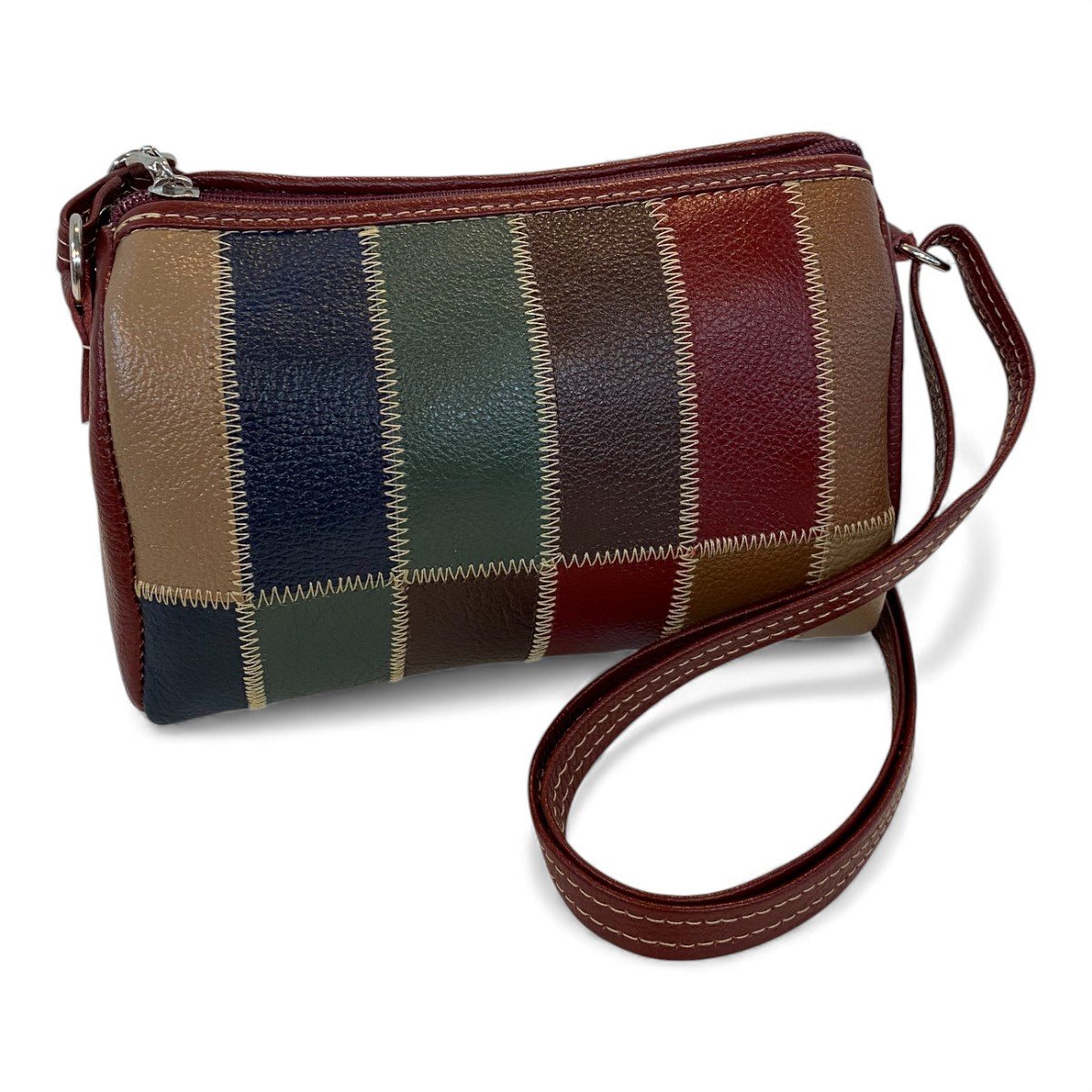 Bolsa Retalhos De Couro Legitimo Bau Feminina Transversal - Imagem 25