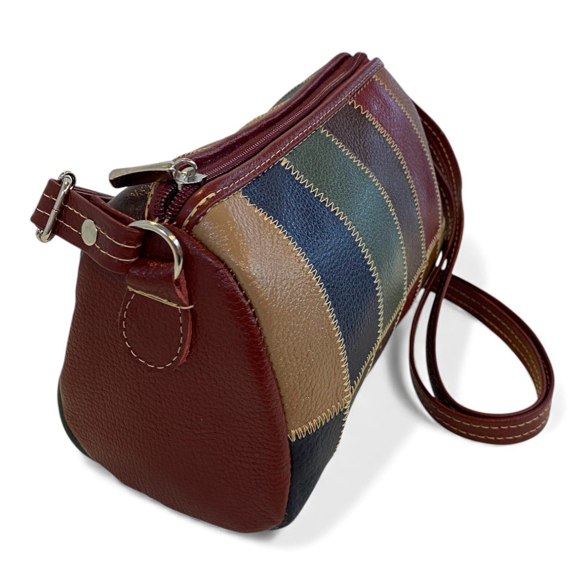 Bolsa Retalhos De Couro Legitimo Bau Feminina Transversal - Imagem 26