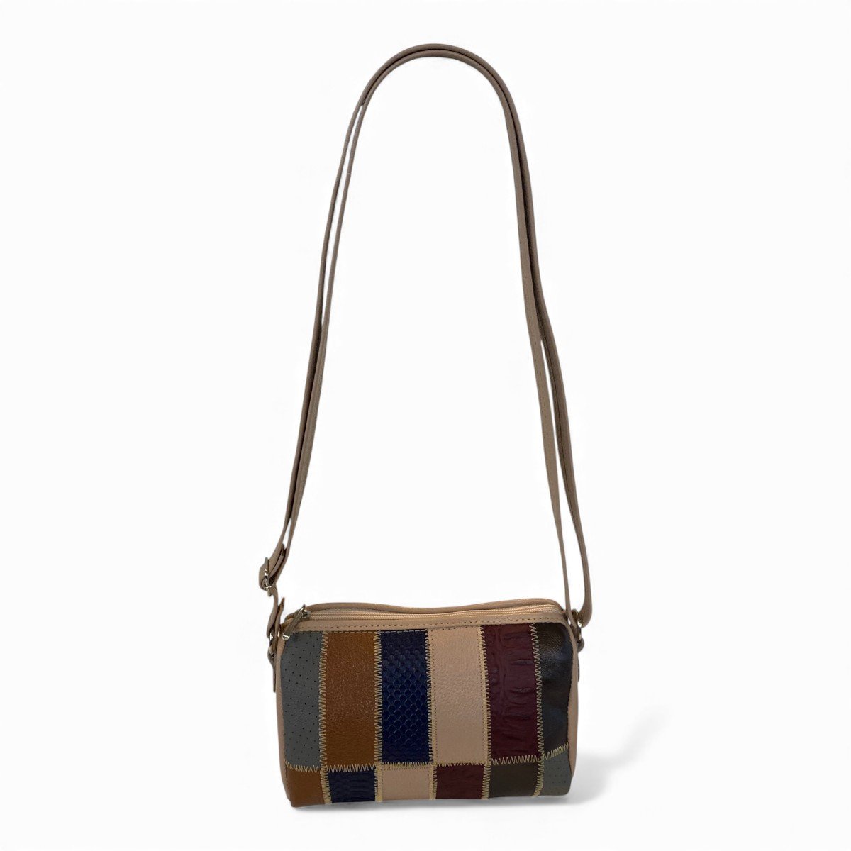 Bolsa Retalhos De Couro Legitimo Bau Feminina Transversal - Imagem 27