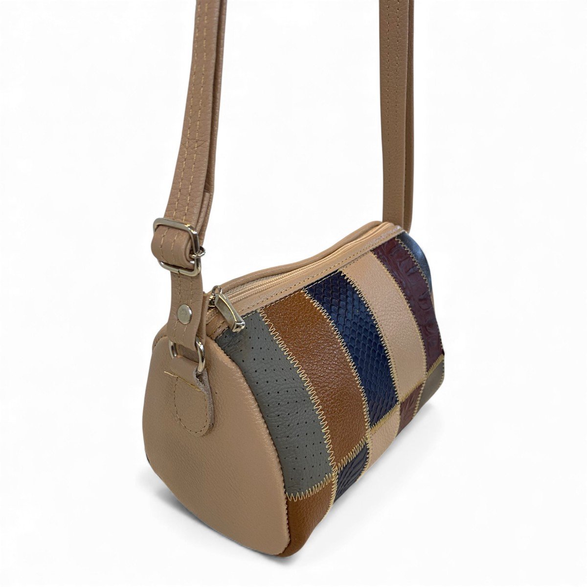 Bolsa Retalhos De Couro Legitimo Bau Feminina Transversal - Imagem 29