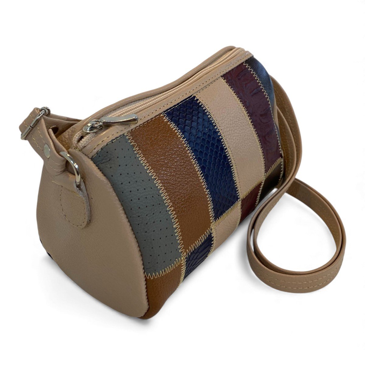 Bolsa Retalhos De Couro Legitimo Bau Feminina Transversal - Imagem 31