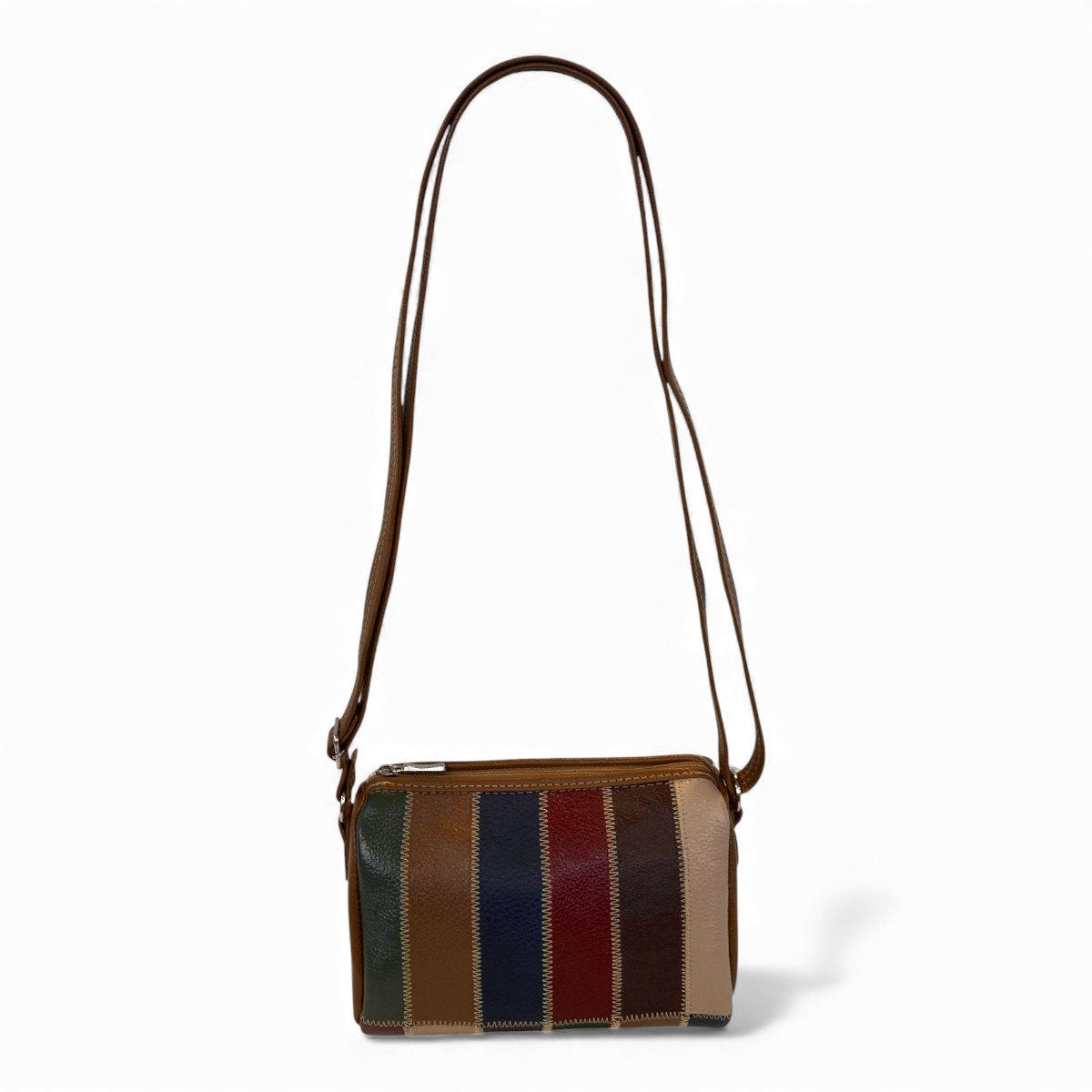 Bolsa Retalhos De Couro Legitimo Bau Feminina Transversal - Imagem 7