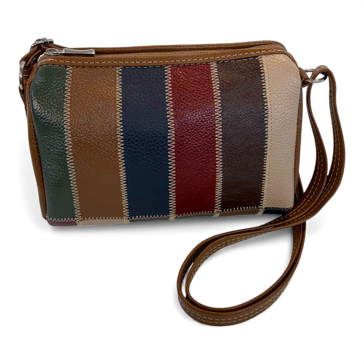 Bolsa Retalhos De Couro Legitimo Bau Feminina Transversal - Imagem 10