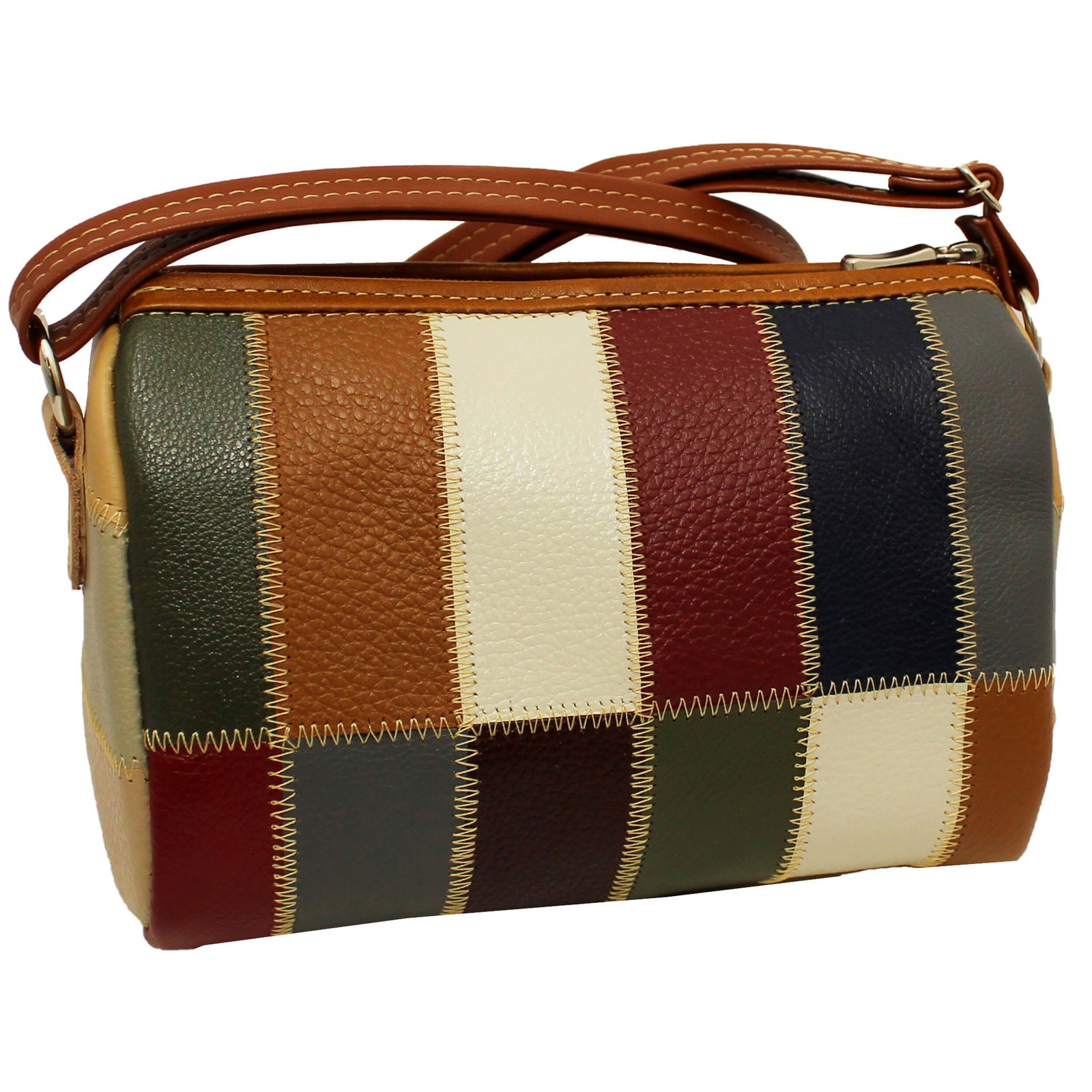 Bolsa Retalhos De Couro Legitimo Bau Feminina Transversal - Imagem 12