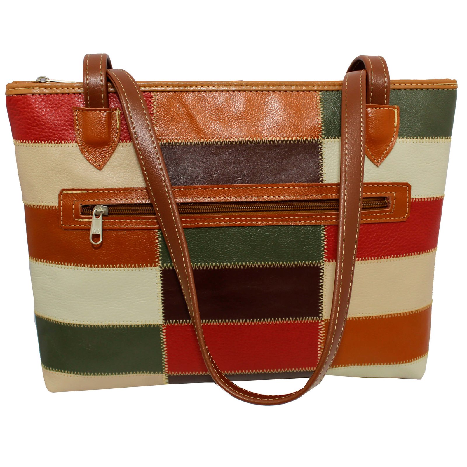 Bolsa Em Couro Retalhos Ombro Feminina Pastel Pasta - Imagem 11