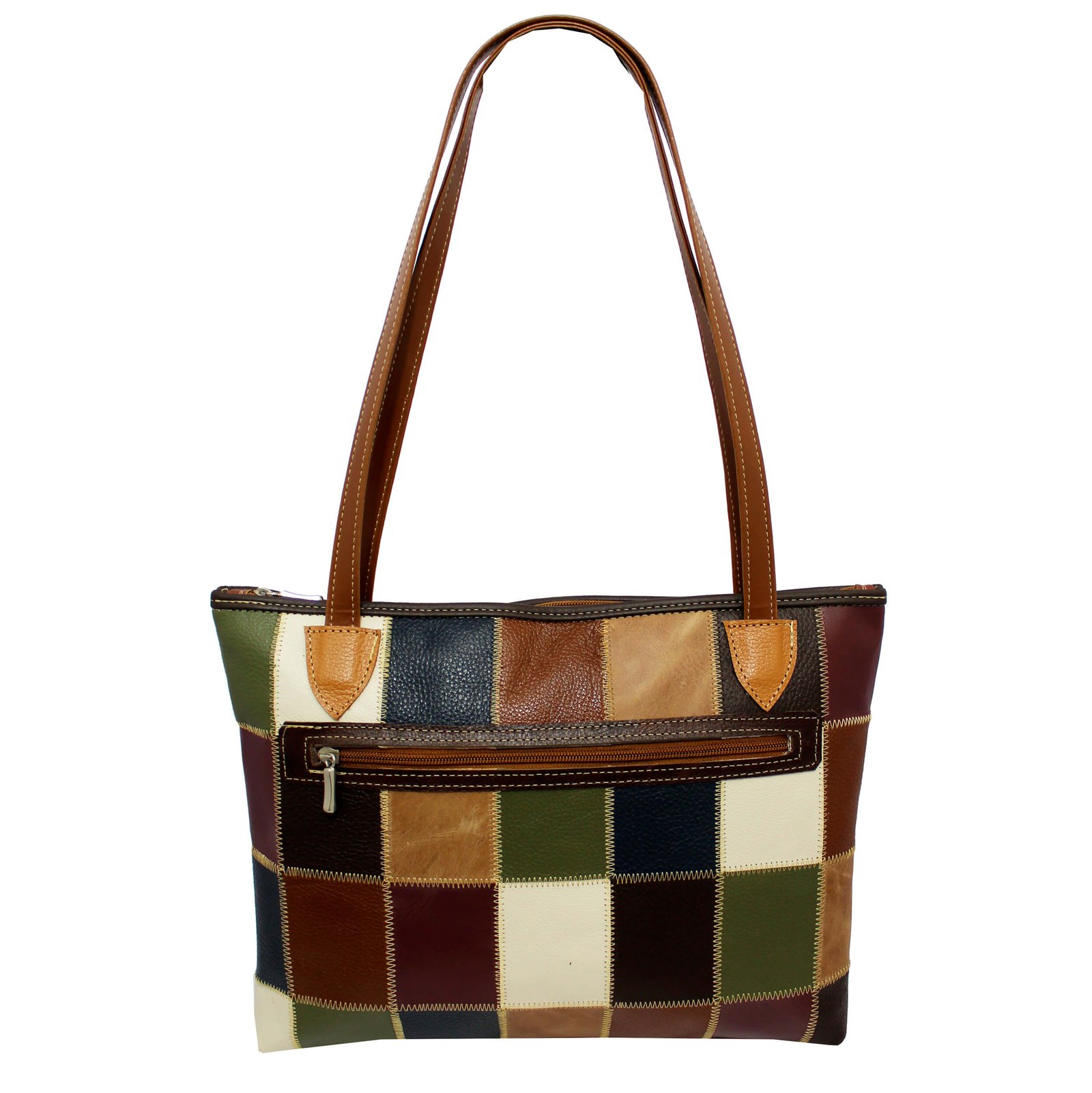 Bolsa Em Couro Retalhos Ombro Feminina Pastel Pasta - Imagem 9