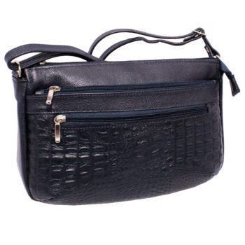 Bolsa Feminina Couro Transversal 4 Zíperes Bls094 Croco Casual - Image 11