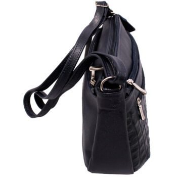 Bolsa Feminina Couro Transversal 4 Zíperes Bls094 Croco Casual - Image 10