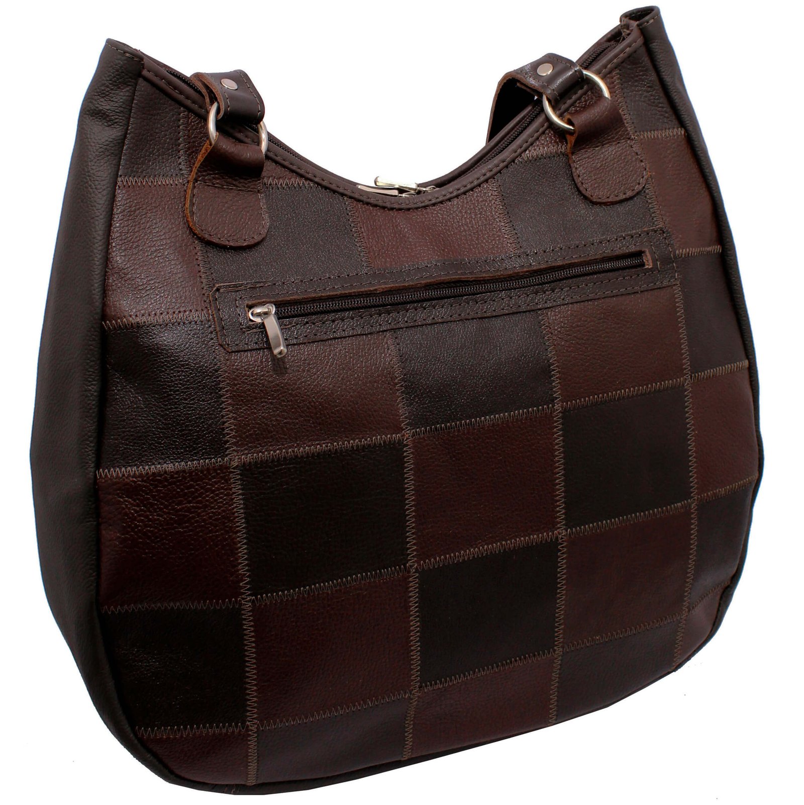 Bolsa Em Retalhos De Couro Legitimo Ombro Grande Feminina - Imagem 20