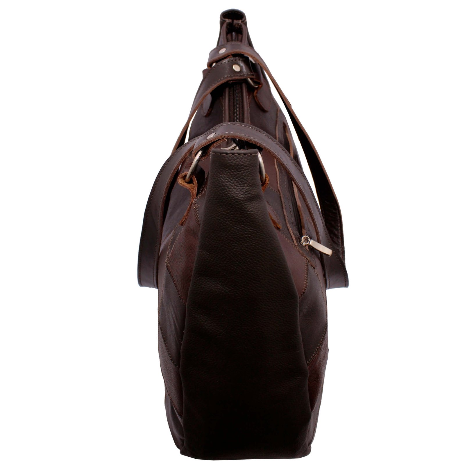 Bolsa Em Retalhos De Couro Legitimo Ombro Grande Feminina - Imagem 19