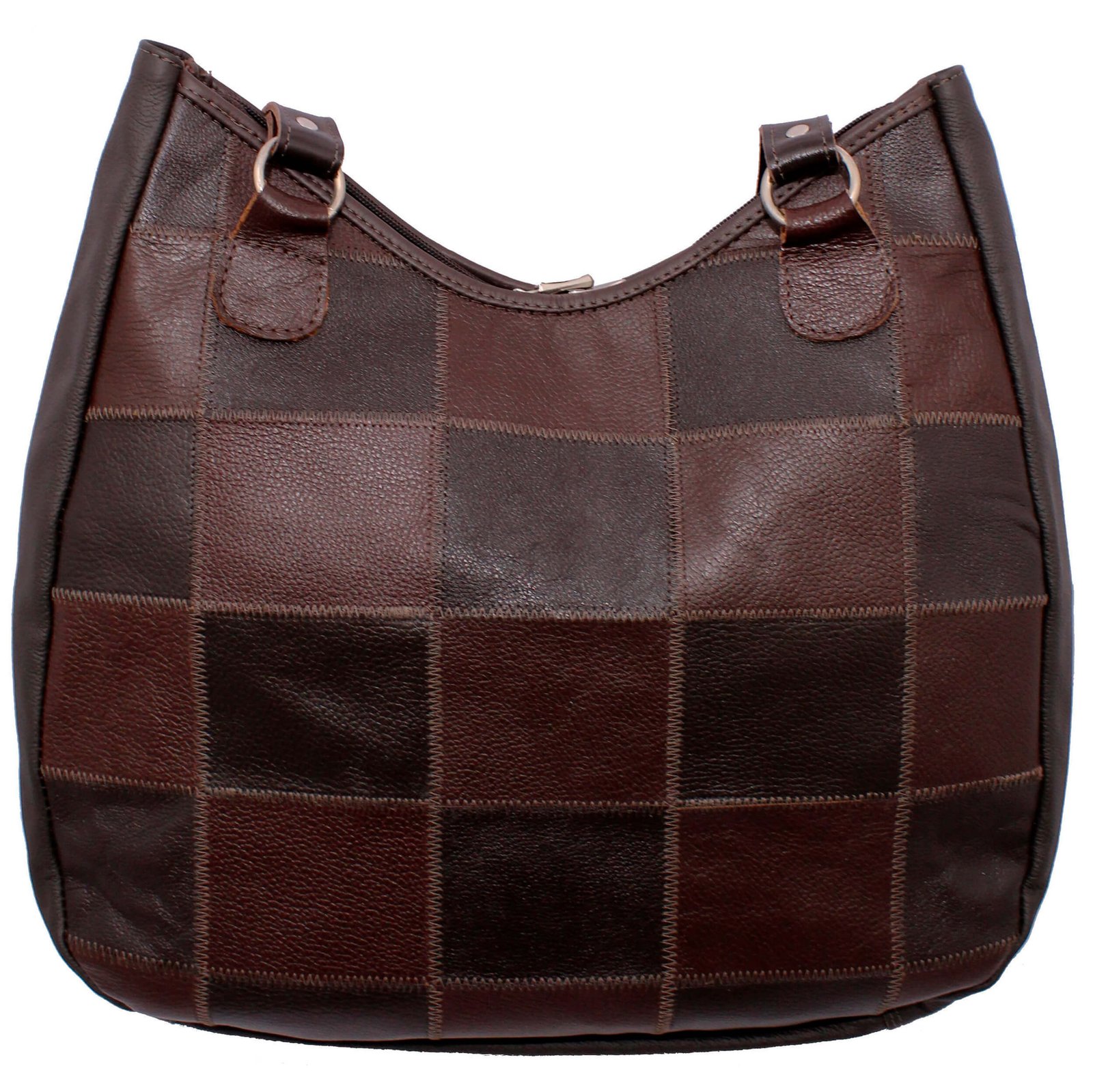 Bolsa Em Retalhos De Couro Legitimo Ombro Grande Feminina - Imagem 18