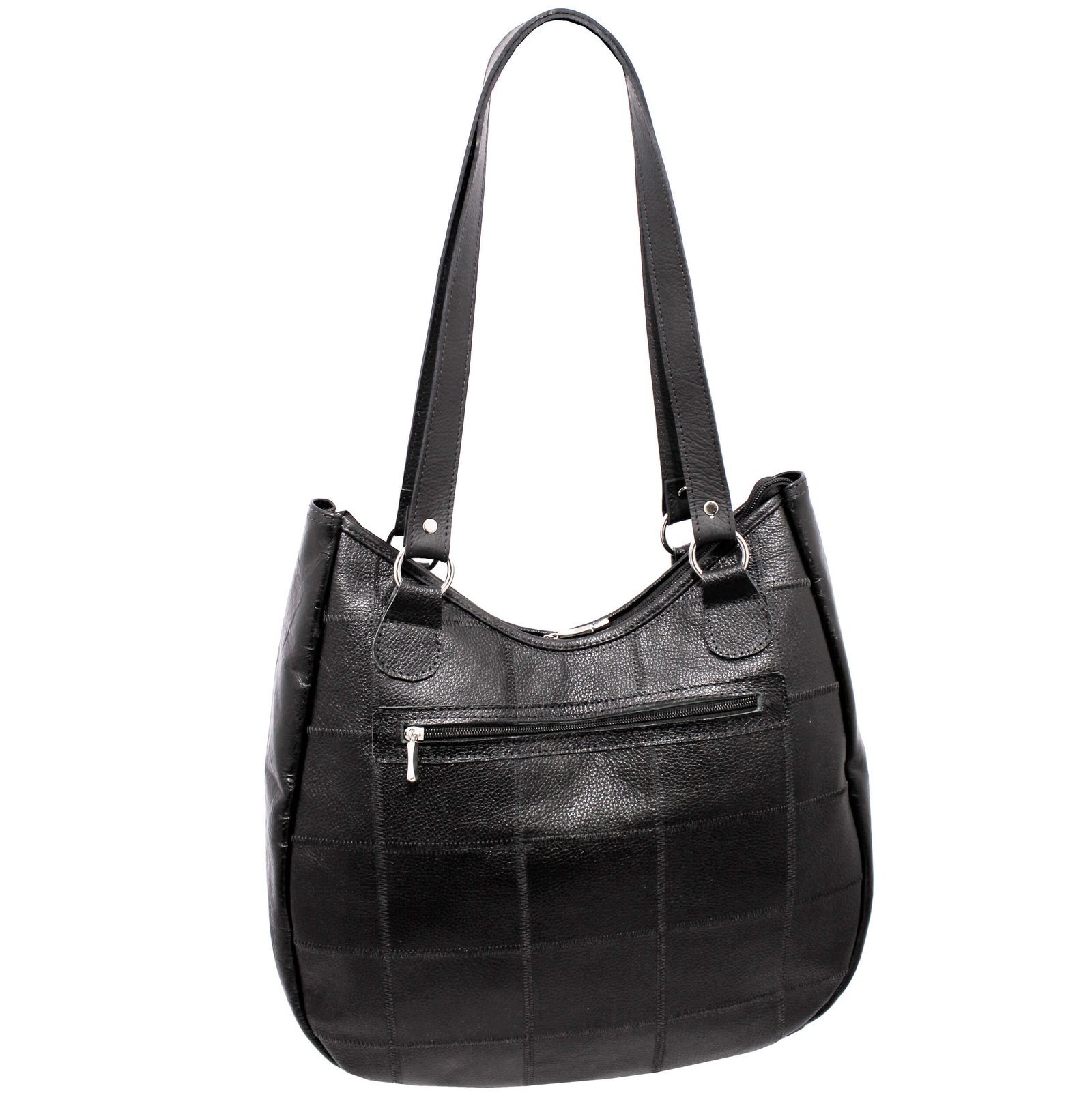 Bolsa Em Retalhos De Couro Legitimo Ombro Grande Feminina