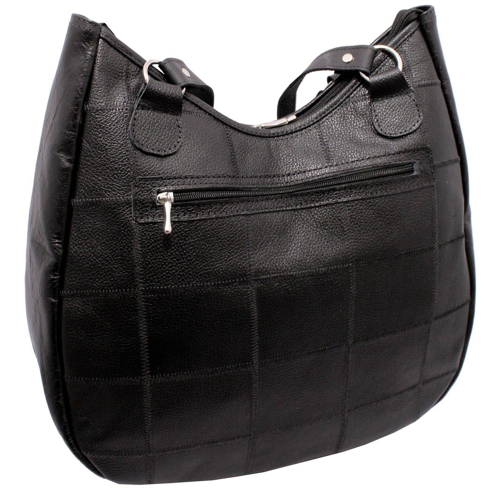 Bolsa Em Retalhos De Couro Legitimo Ombro Grande Feminina - Imagem 4