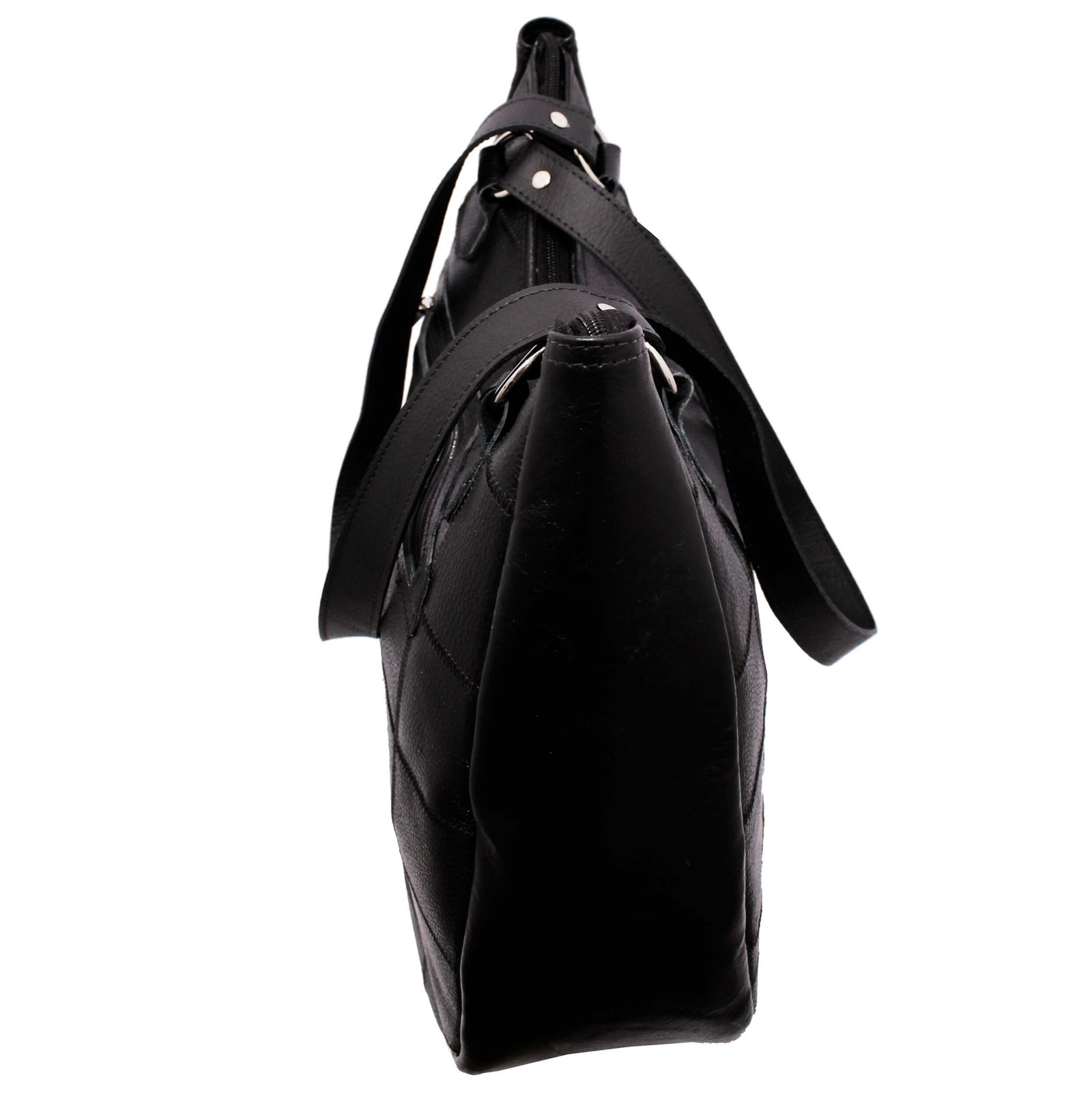 Bolsa Em Retalhos De Couro Legitimo Ombro Grande Feminina - Imagem 3