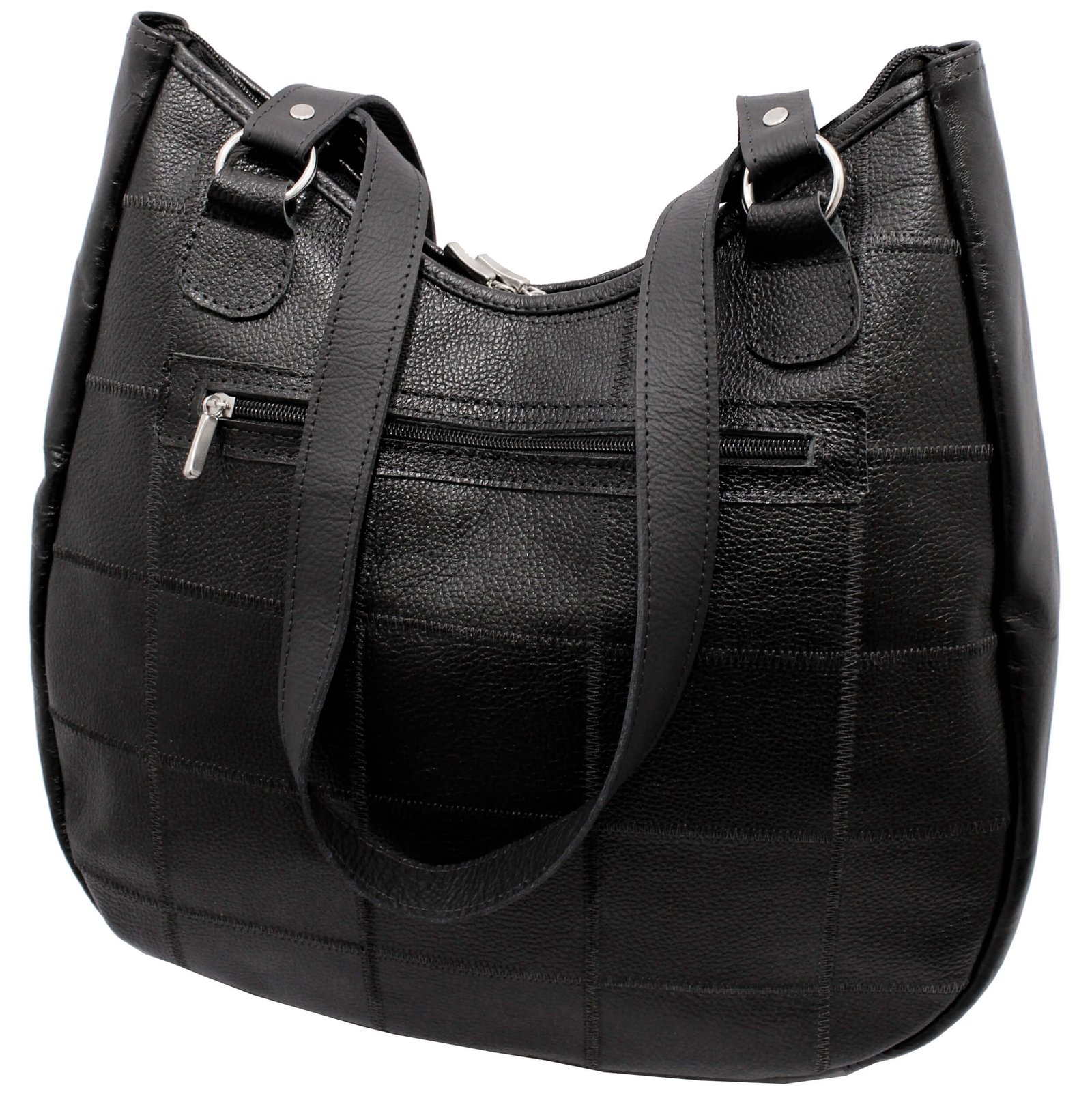 Bolsa Em Retalhos De Couro Legitimo Ombro Grande Feminina - Imagem 12