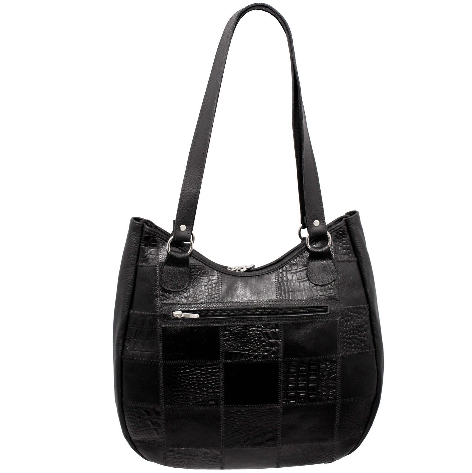 Bolsa Em Retalhos De Couro Legitimo Ombro Grande Feminina - Imagem 10