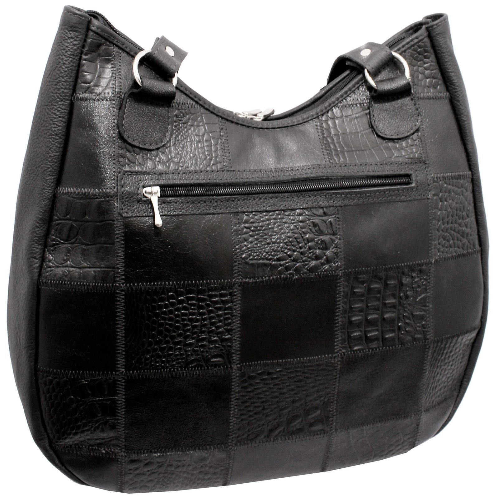 Bolsa Em Retalhos De Couro Legitimo Ombro Grande Feminina - Imagem 9