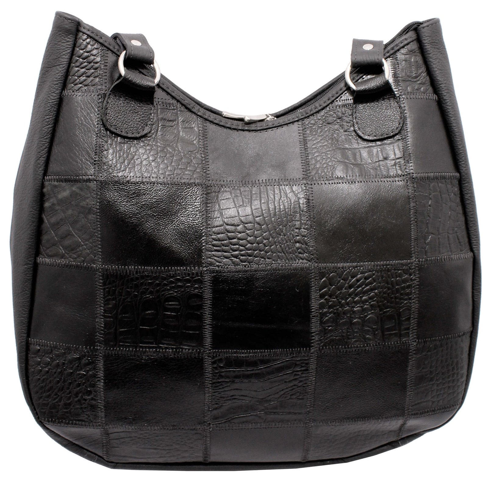 Bolsa Em Retalhos De Couro Legitimo Ombro Grande Feminina - Imagem 7