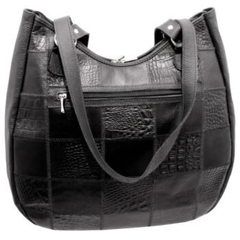 Bolsa Em Retalhos De Couro Legitimo Ombro Grande Feminina - Imagem 6
