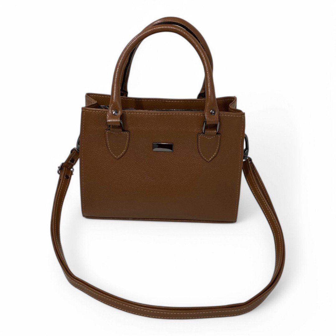 Bolsa Couro Legitimo Feminina Transversal Ombro Duas Alças Bau - Imagem 5