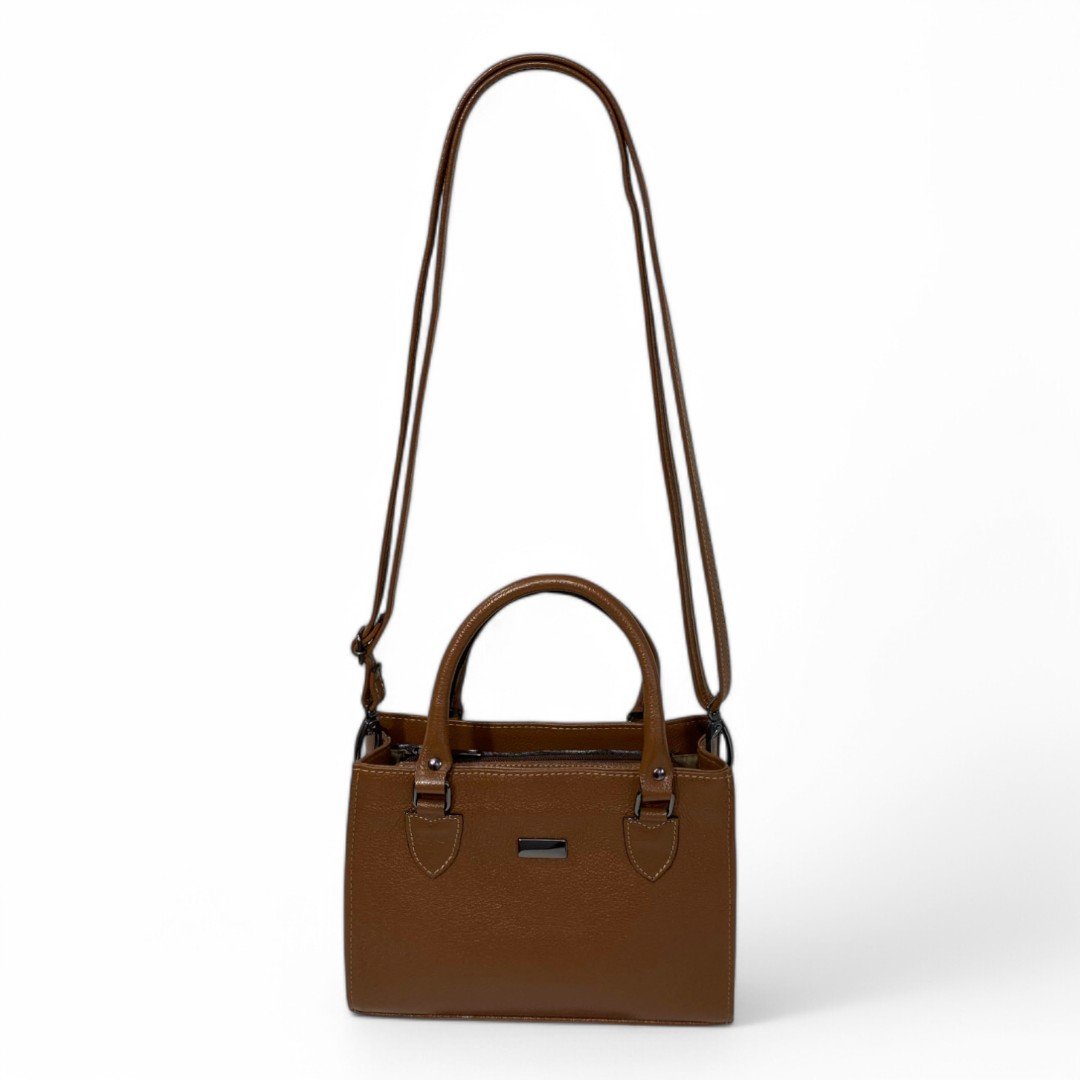 Bolsa Couro Legitimo Feminina Transversal Ombro Duas Alças Bau - Imagem 4