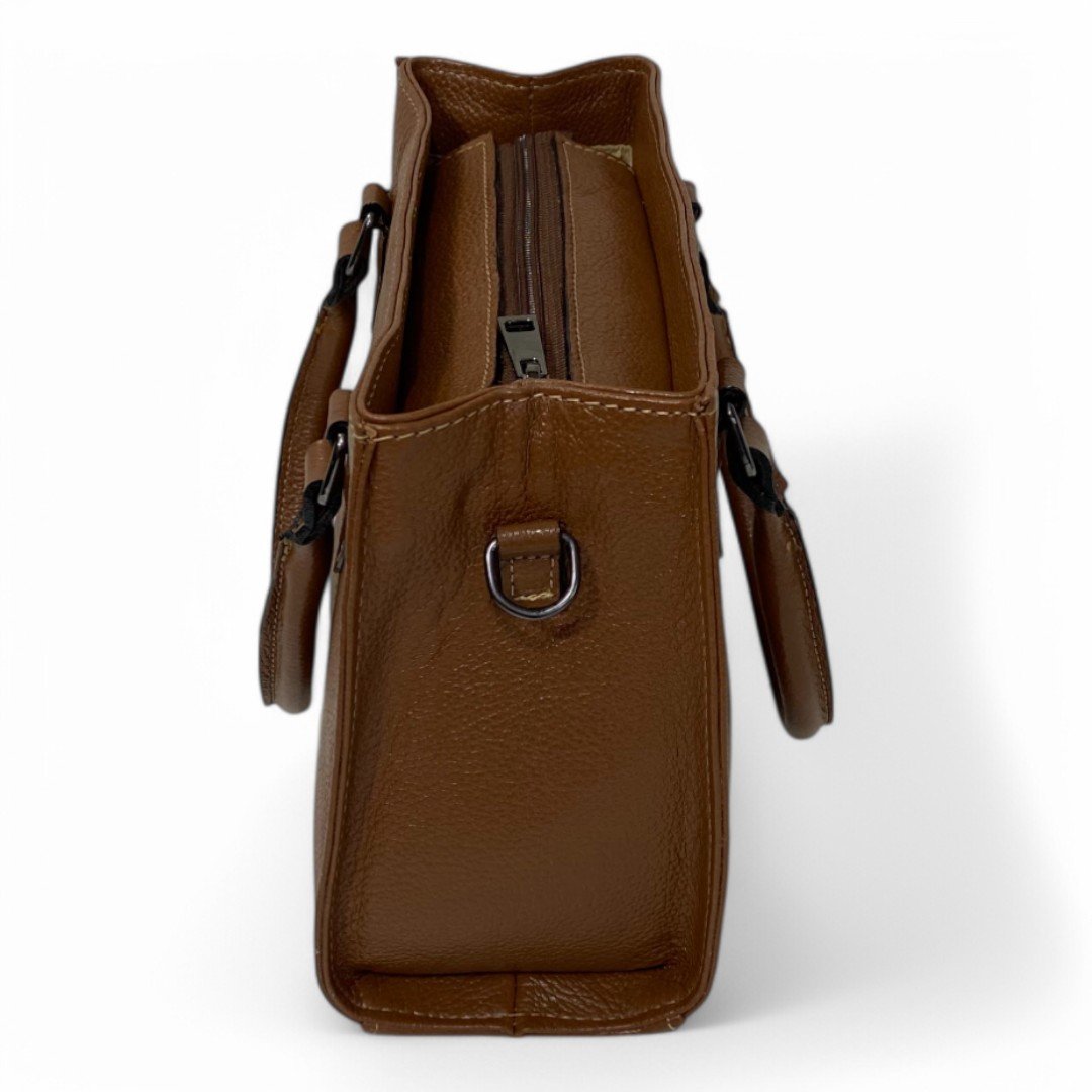 Bolsa Couro Legitimo Feminina Transversal Ombro Duas Alças Bau - Imagem 3