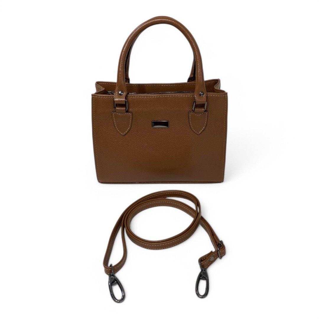 Bolsa Couro Legitimo Feminina Transversal Ombro Duas Alças Bau - Imagem 2