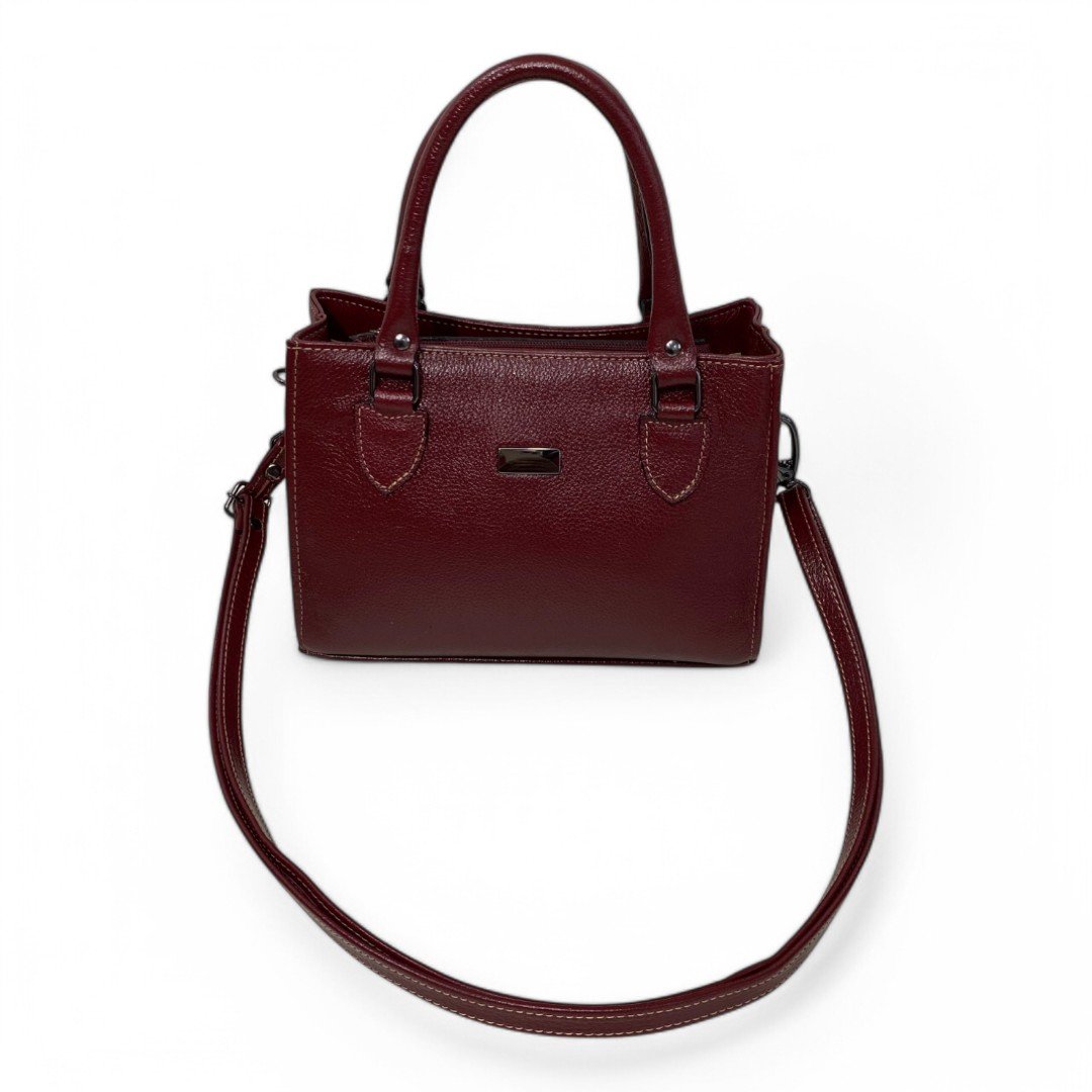 Bolsa Couro Legitimo Feminina Transversal Ombro Duas Alças Bau - Imagem 7