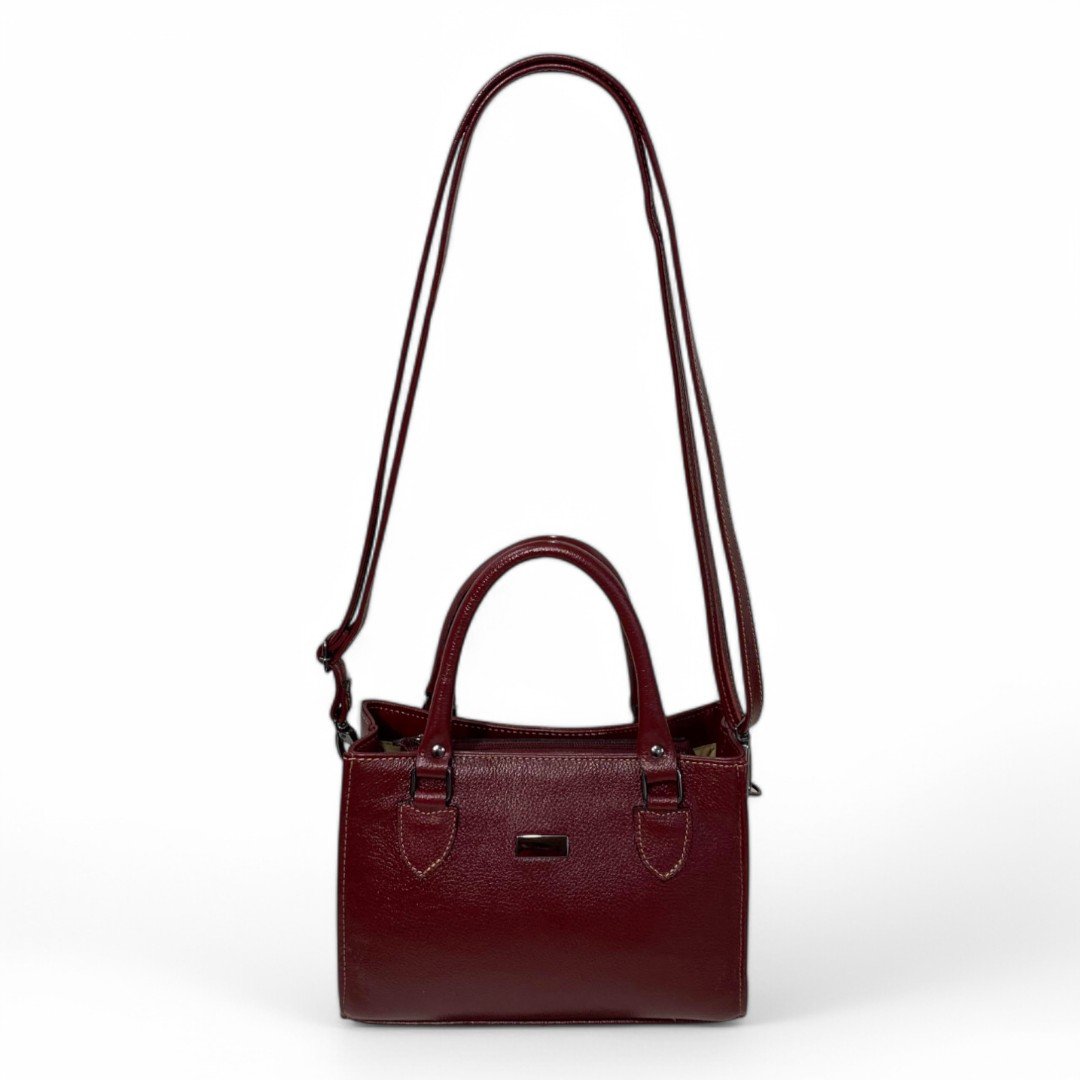 Bolsa Couro Legitimo Feminina Transversal Ombro Duas Alças Bau - Imagem 6