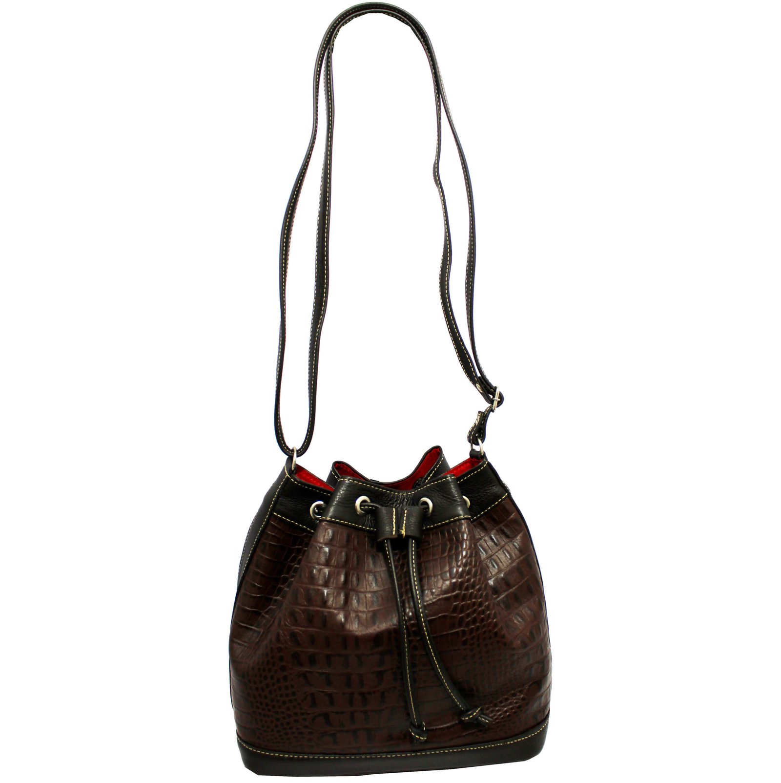 Bolsa Feminina Couro Legitimo Transversal Saco Saquinho Croco Moda - Imagem 11