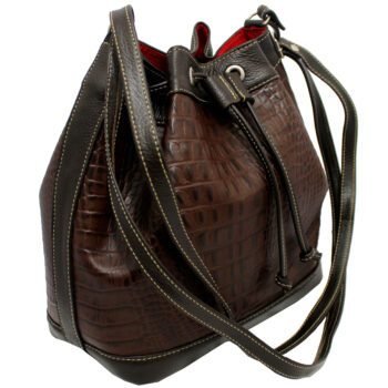 Bolsa Feminina Couro Legitimo Transversal Saco Saquinho Croco Moda - Image 10