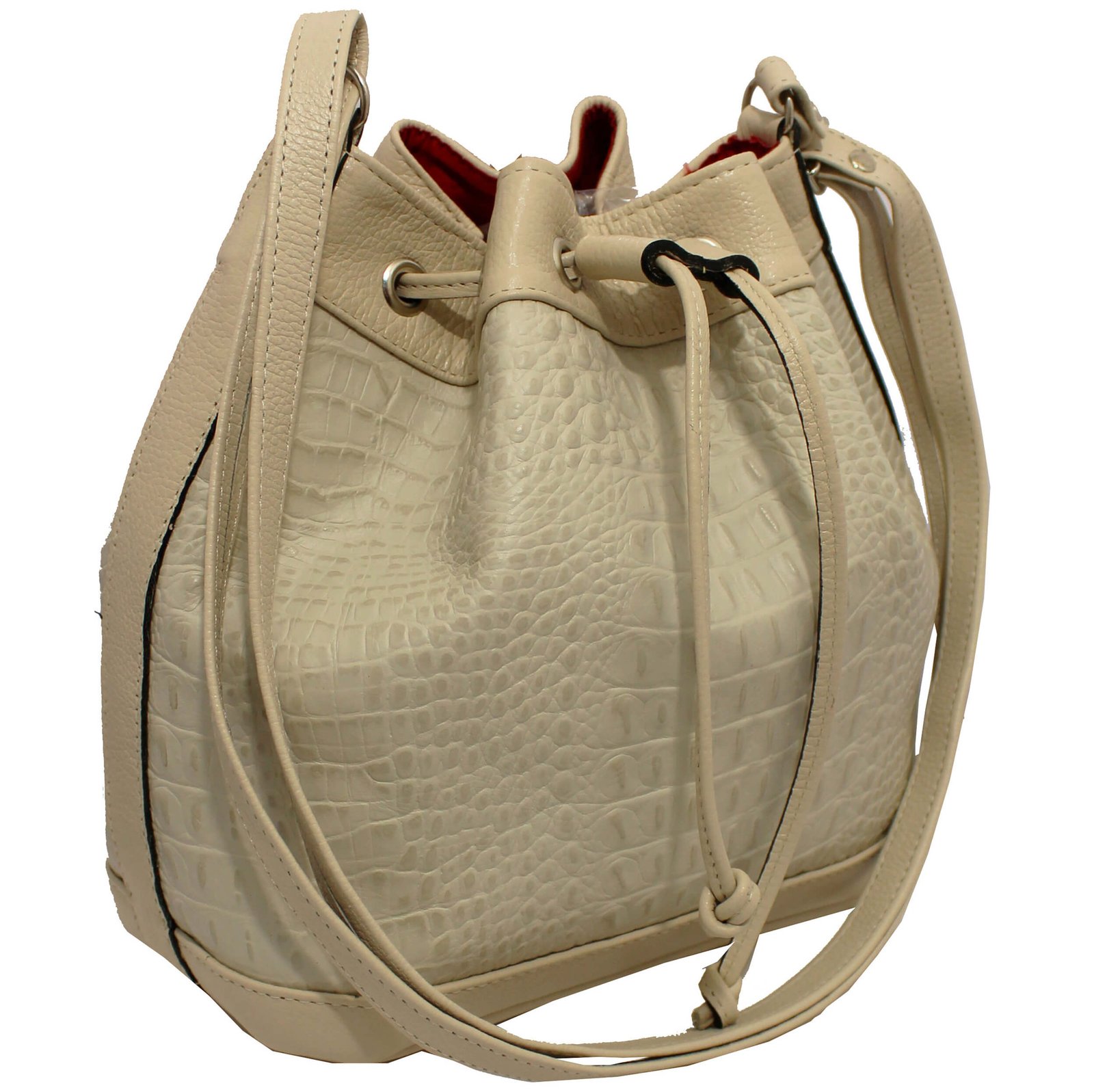 Bolsa Feminina Couro Legitimo Transversal Saco Saquinho Croco Moda - Imagem 6