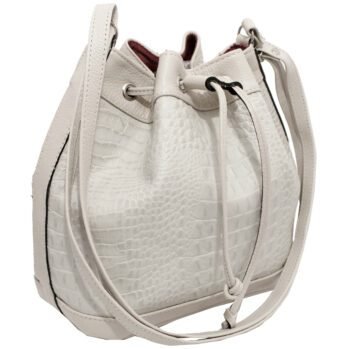 Bolsa Feminina Couro Legitimo Transversal Saco Saquinho Croco Moda - Image 9