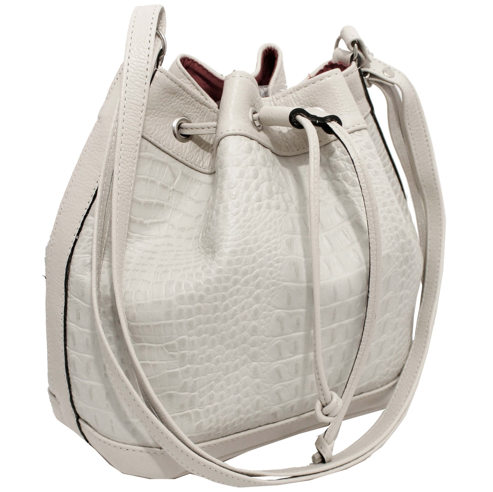 Bolsa Feminina Couro Legitimo Transversal Saco Saquinho Croco Moda - Imagem 9