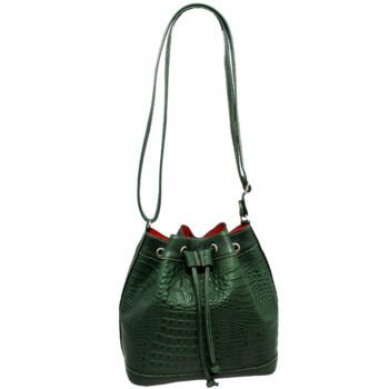 Bolsa Feminina Couro Legitimo Transversal Saco Saquinho Croco Moda - Image 4