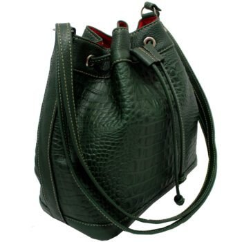 Bolsa Feminina Couro Legitimo Transversal Saco Saquinho Croco Moda