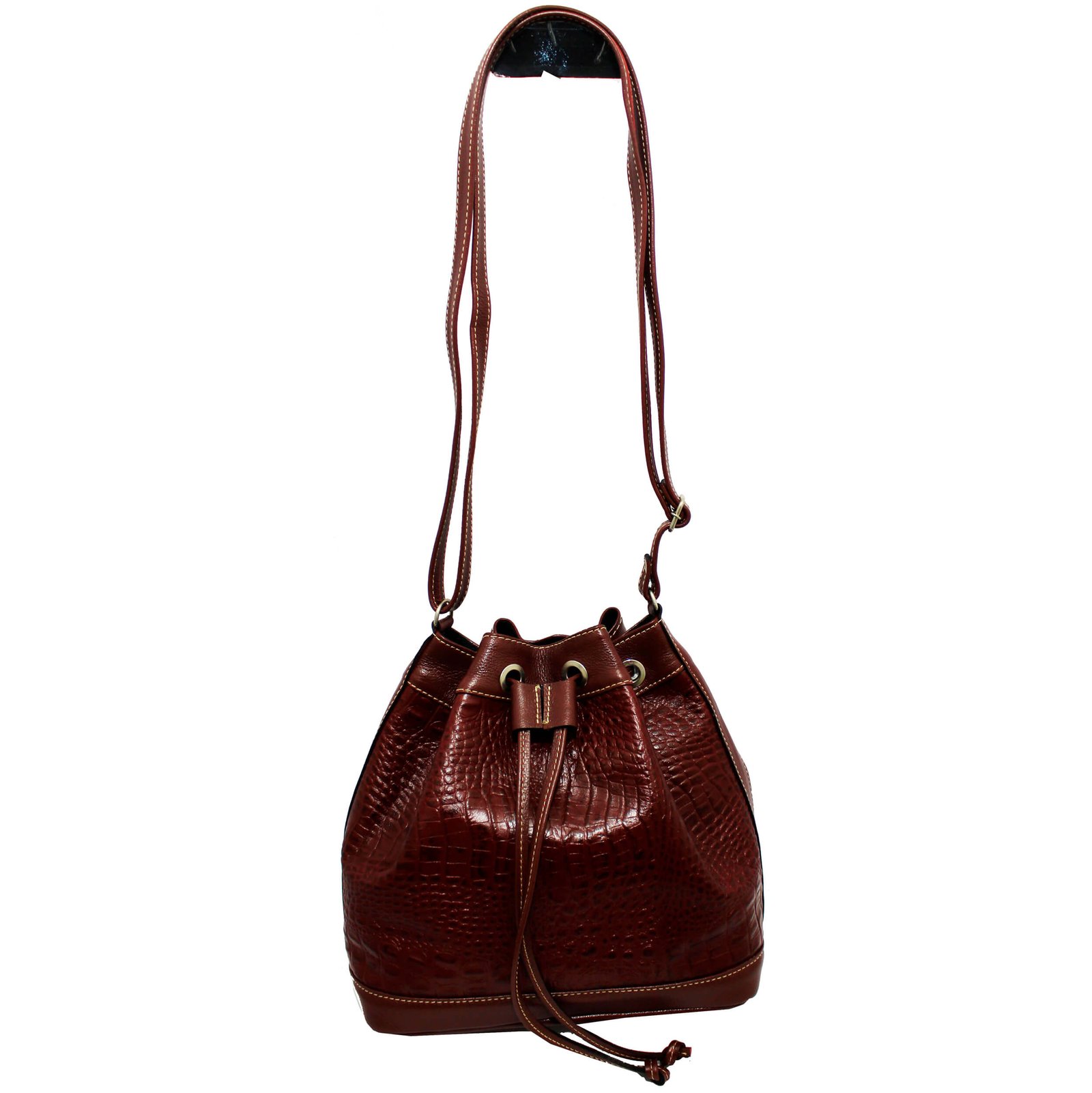 Bolsa Feminina Couro Legitimo Transversal Saco Saquinho Croco Moda - Imagem 3