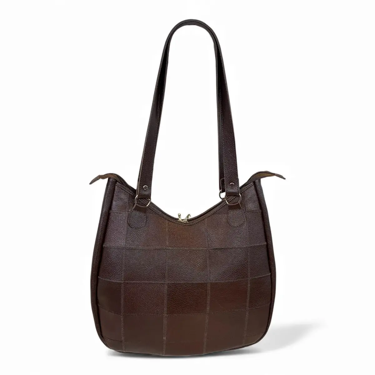 Bolsa Em Retalhos De Couro Legitimo Ombro Grande Feminina - Imagem 6