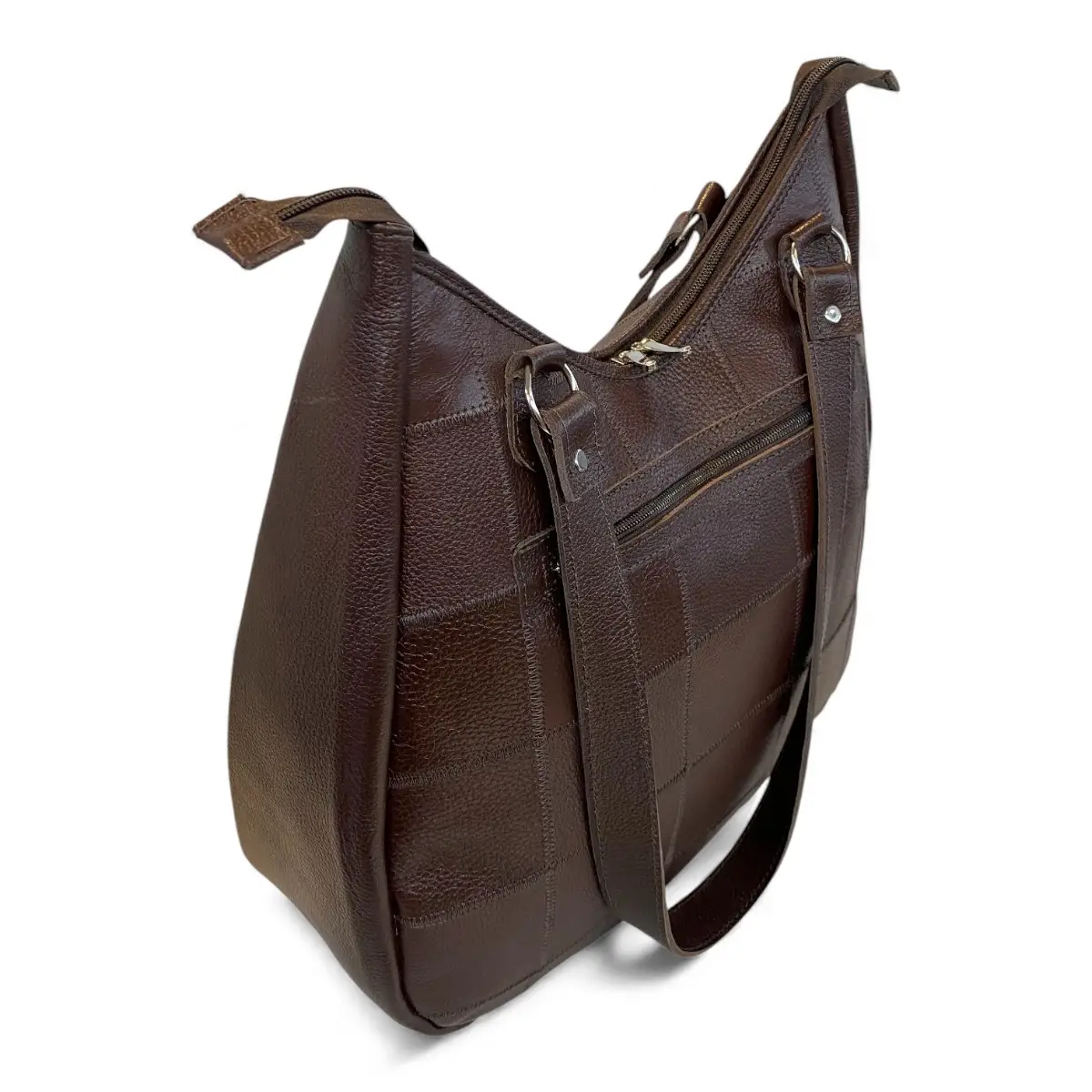 Bolsa Em Retalhos De Couro Legitimo Ombro Grande Feminina - Imagem 7