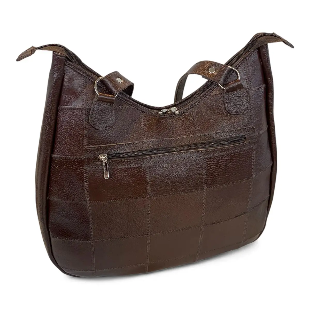 Bolsa Em Retalhos De Couro Legitimo Ombro Grande Feminina - Imagem 8